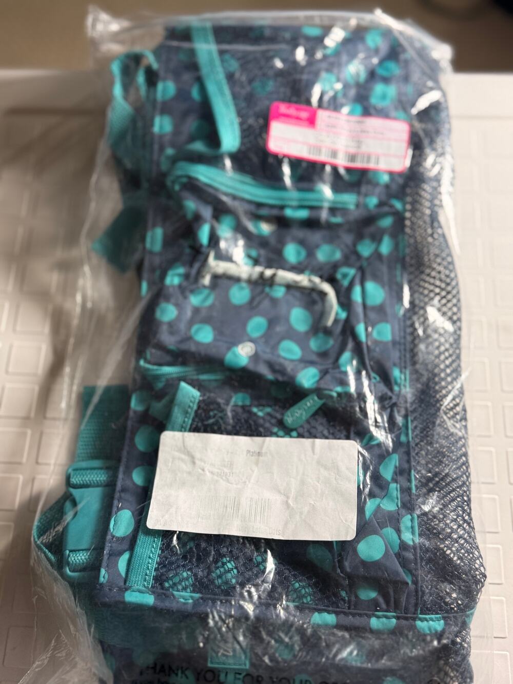 Thirty-One On A Stroll Bag Navy Lotsa Dots with J Monogram
